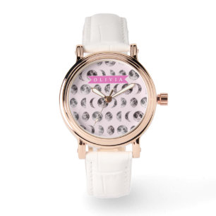 Personalised Cute Pink Cat Pattern Gift Cat Lover Watch