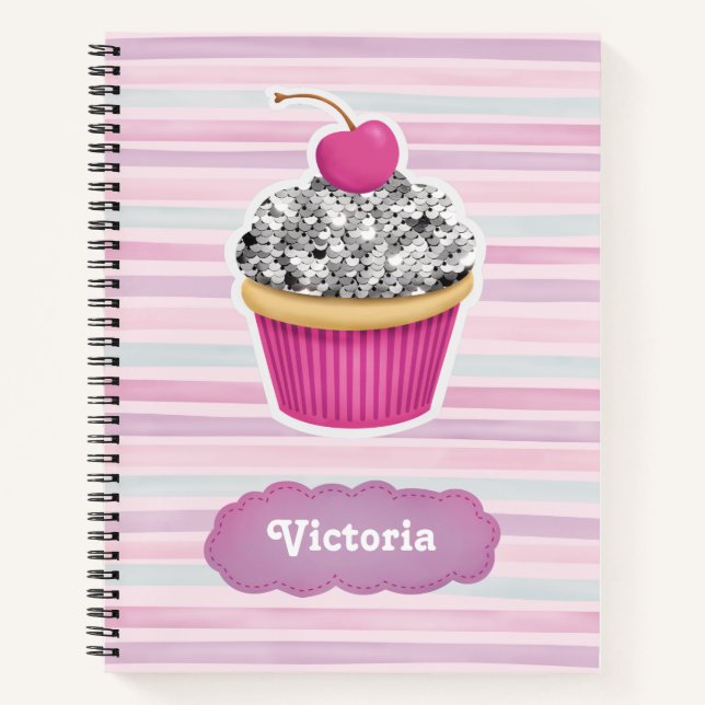 Personalised Cute Pink Cupcake Notebook (Front)