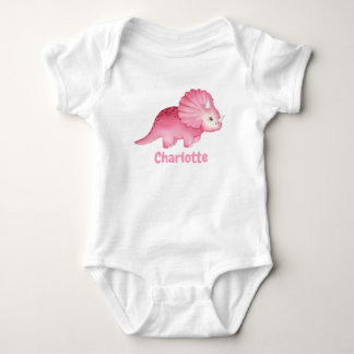 Personalised Cute Pink Dinosaur   Baby Bodysuit