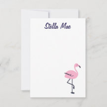 Personalised cute pink flamingo notecard