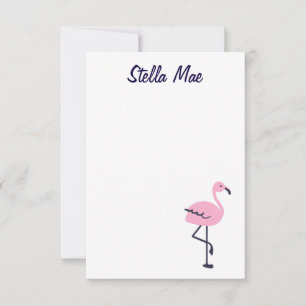 Personalised cute pink flamingo notecard