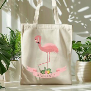 Personalised Cute Pink Flamingo  Tote Bag