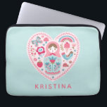 Personalised Cute Pink Heart Nesting Doll Laptop Sleeve<br><div class="desc">A pretty teal and pink matryoshka nesting doll laptop sleeve. So fun for back to school!  Personalise it with your name or give it as a gift. Designed for you by Blackberry Boulevard.</div>