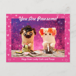 Personalised Cute Pink Hearts Photo Modern Postcard