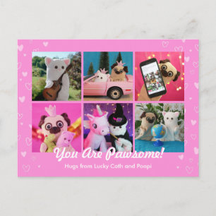 Personalised Cute Pink Hearts Photo Plushiemail Postcard
