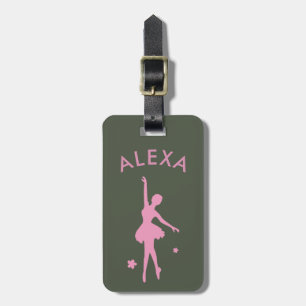 Personalised Cute Pink Kids Ballerina luggage tag