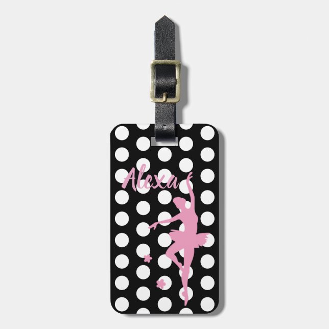 Personalised Cute Pink Kids Ballerina luggage tag (Front Vertical)