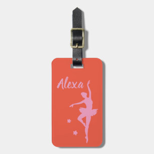 Personalised Cute Pink Kids Ballerina luggage tag