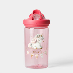 Personalised Cute Pink Kids Unicorn Water Bottle