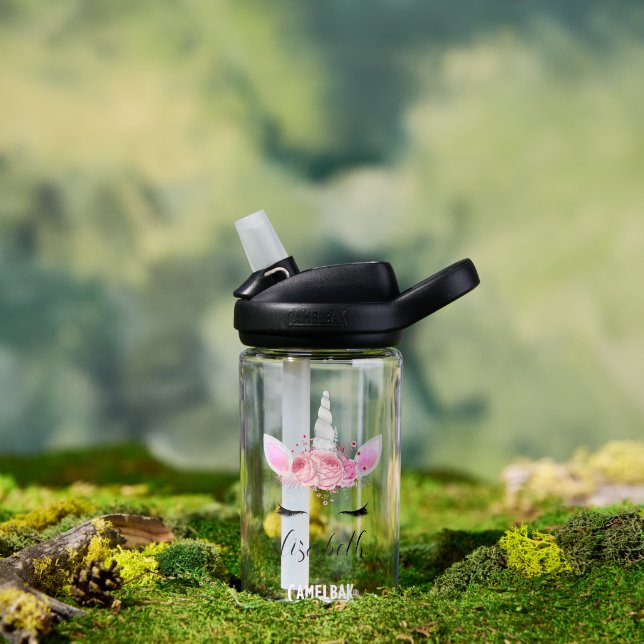 Personalised Cute Pink Kids Unicorn Water Bottle (Outdoor)