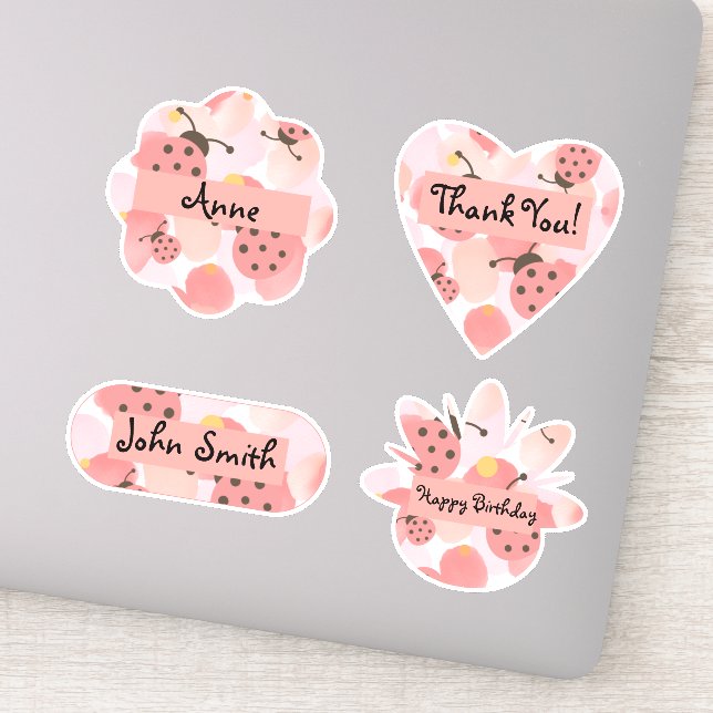 Personalised Cute Pink Ladybirds (Detail)