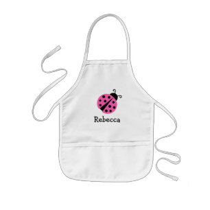 Personalised cute pink ladybug aprons for kids