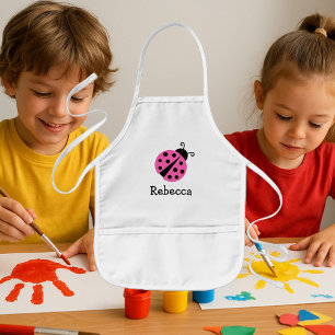 Personalised cute pink ladybug aprons for kids