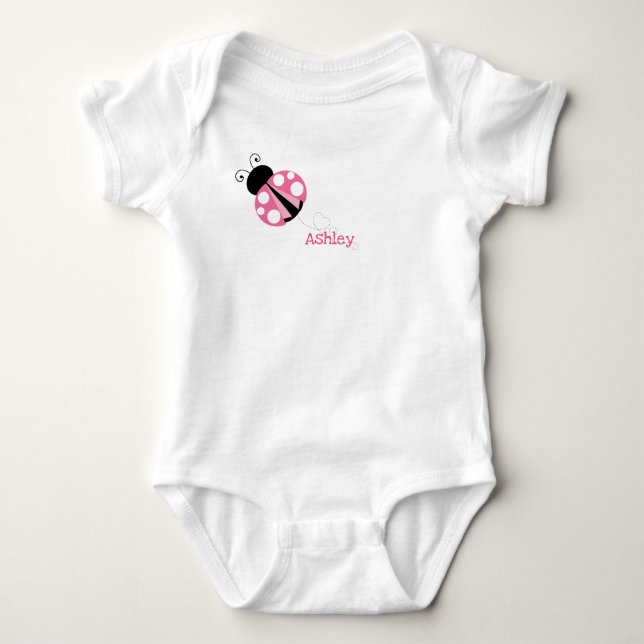 Personalised Cute Pink Ladybug Baby Bodysuit (Front)