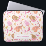 Personalised Cute Pink Mermaid Laptop Sleeve<br><div class="desc">A cute pink mermaid pattern decorates this laptop sleeve. Personalise it with your name. Makes a fun gift for a girl. Designed for you by
Blackberry Boulevard.</div>