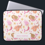 Personalised Cute Pink Mermaid Laptop Sleeve<br><div class="desc">A cute pink mermaid pattern decorates this laptop sleeve. Personalise it with your name. Makes a fun gift for a girl. Designed for you by
Blackberry Boulevard.</div>