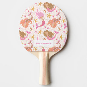 Personalised Cute Pink Mermaid Ping Pong Paddle