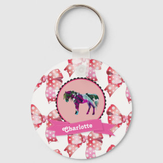 Personalised Cute Pink Modern Pony Key Ring