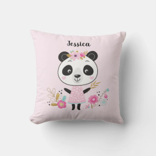 Personalised Cute Pink Panda Bear Cushion