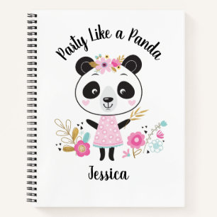Personalised Cute Pink Panda Notebook