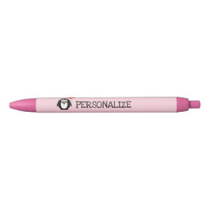 Personalised cute pink penguin girl's writing pens