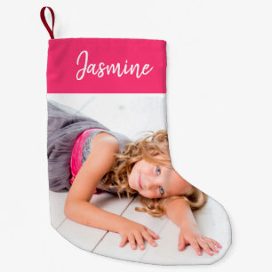 Personalised Cute Pink Photo Small Christmas Stocking