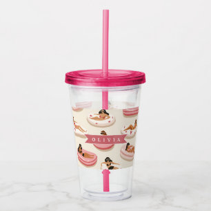 Personalised Cute Pink Pool Float Summer Aesthetic Acrylic Tumbler