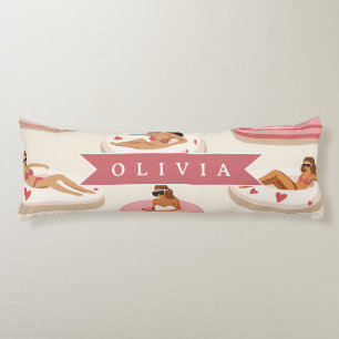 Personalised Cute Pink Pool Float Summer Aesthetic Body Cushion
