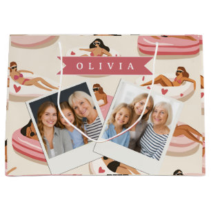 Personalised Cute Pink Pool Float Summer Aesthetic Large Gift Bag