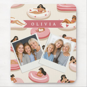 Personalised Cute Pink Pool Float Summer Aesthetic Mouse Mat