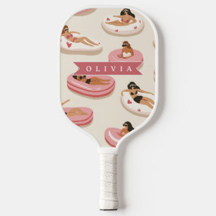 Personalised Cute Pink Pool Float Summer Aesthetic Pickleball Paddle