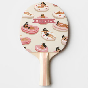 Personalised Cute Pink Pool Float Summer Aesthetic Ping Pong Paddle
