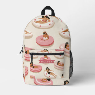 Personalised Cute Pink Pool Float Summer Aesthetic Printed Backpack
