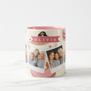 Personalised Cute Pink Pool Float Summer Aesthetic Two-Tone Coffee Mug