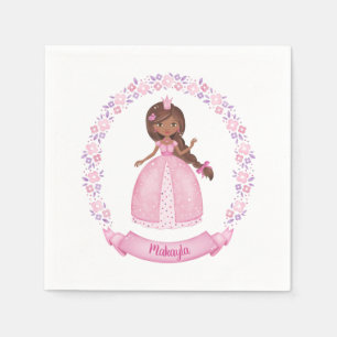 Personalised Cute Pink Princess Birthday Party Napkin