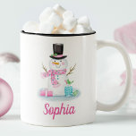 Personalised Cute Pink Snowman Two-Tone Coffee Mug<br><div class="desc">Give a cute snowman mug to someone special,  or treat yourself to a mug for all your cocoa drinking in the winter season. Makes a great gift,  and easy to personalise! Designed for you by Blackberry Boulevard</div>