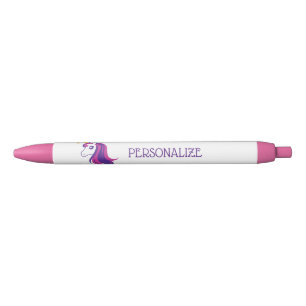 Personalised cute pink unicorn girl's writing pens