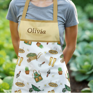 Personalised Cute Plant Pattern Gardening Apron
