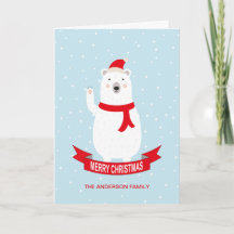 Personalised Cute Polar Bear Christmas Card