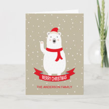 Personalised Cute Polar Bear Christmas Card