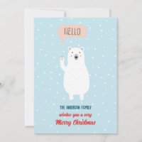 Personalised Cute Polar Bear says Hello