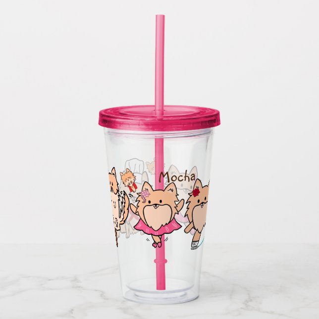 Personalised Cute Pom Assorted Fun Acrylic Tumbler (Front)