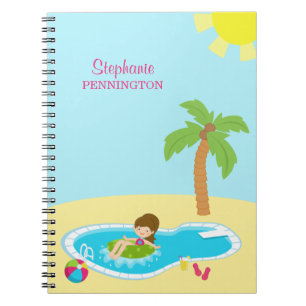 Personalised cute pool party girls notebook
