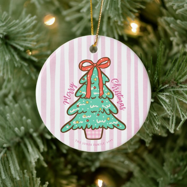 Personalised Cute Preppy Christmas Tree Ceramic Tree Decoration (Tree)