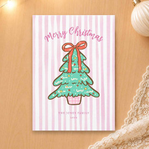 Personalised Cute Preppy Christmas Tree Holiday Card