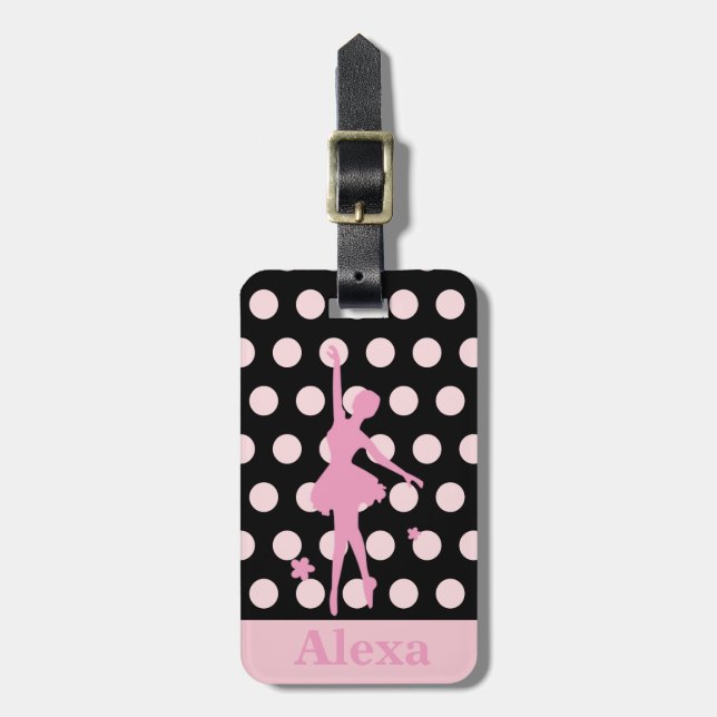 Personalised Cute pretty ballerina polka dots Luggage Tag (Front Vertical)