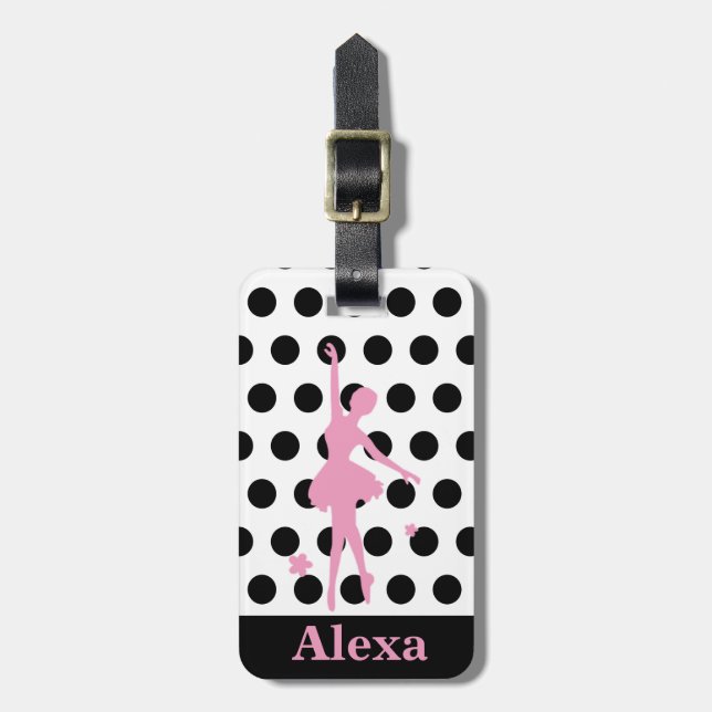 Personalised Cute pretty ballerina polka dots Luggage Tag (Front Vertical)