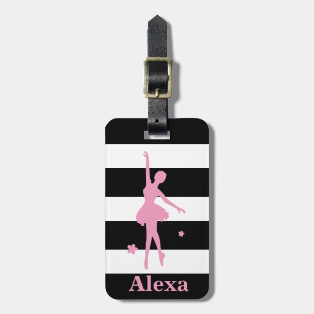 Personalised Cute pretty ballerina stripes Luggage Tag (Front Vertical)