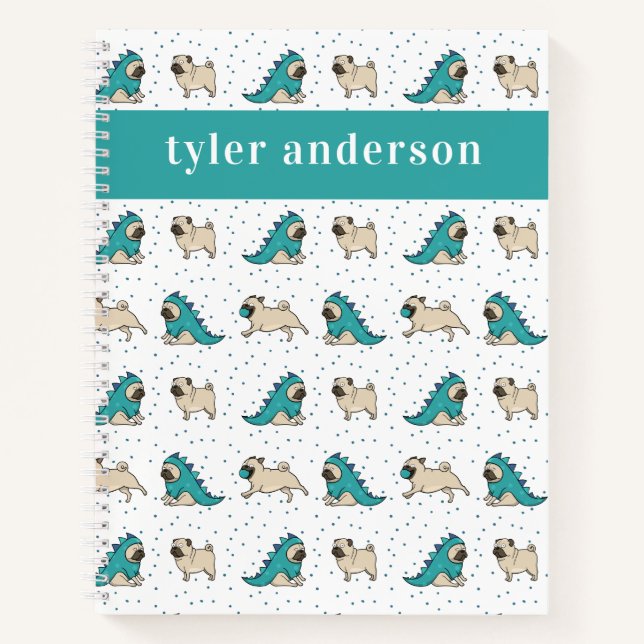 Personalised Cute Pug Dog Notebook (Front)
