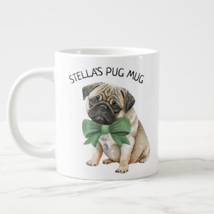 Personalised Cute Pug Large Coffee Mug